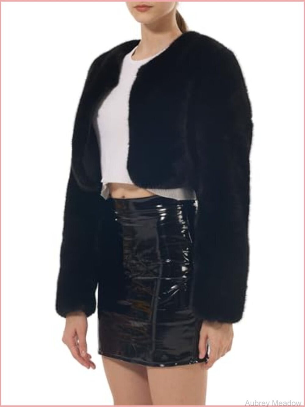 Cropped Faux Fur Jacket Long Sleeve Open Front Cardigan Fluffy Shaggy Short Coat